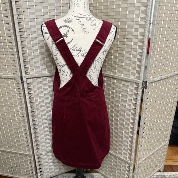 Free People Canyonland Jumper Dress Size 10 Red Velvet Corduroy Button Front NEW - Picture 4 of 11